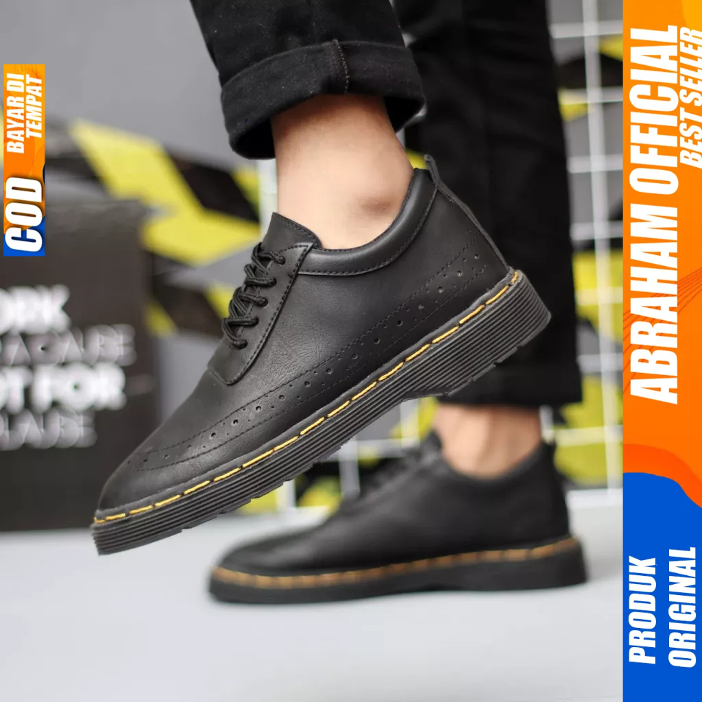 Sepatu Formal Pantofel Docmart Low Boots Hitam Kerja Pria