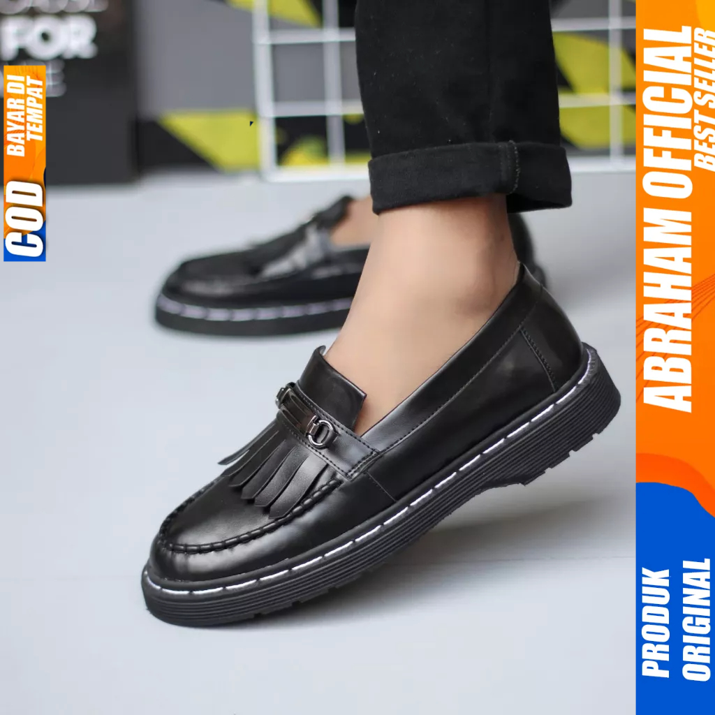 Sepatu Loafers Docmart Kerja Formal Pantofel Hitam Pria