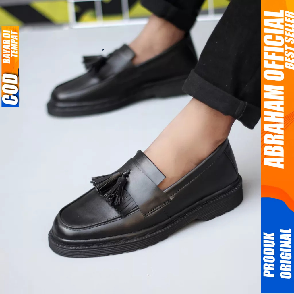 Sepatu Loafers Docmart Formal Hitam Kerja Pria