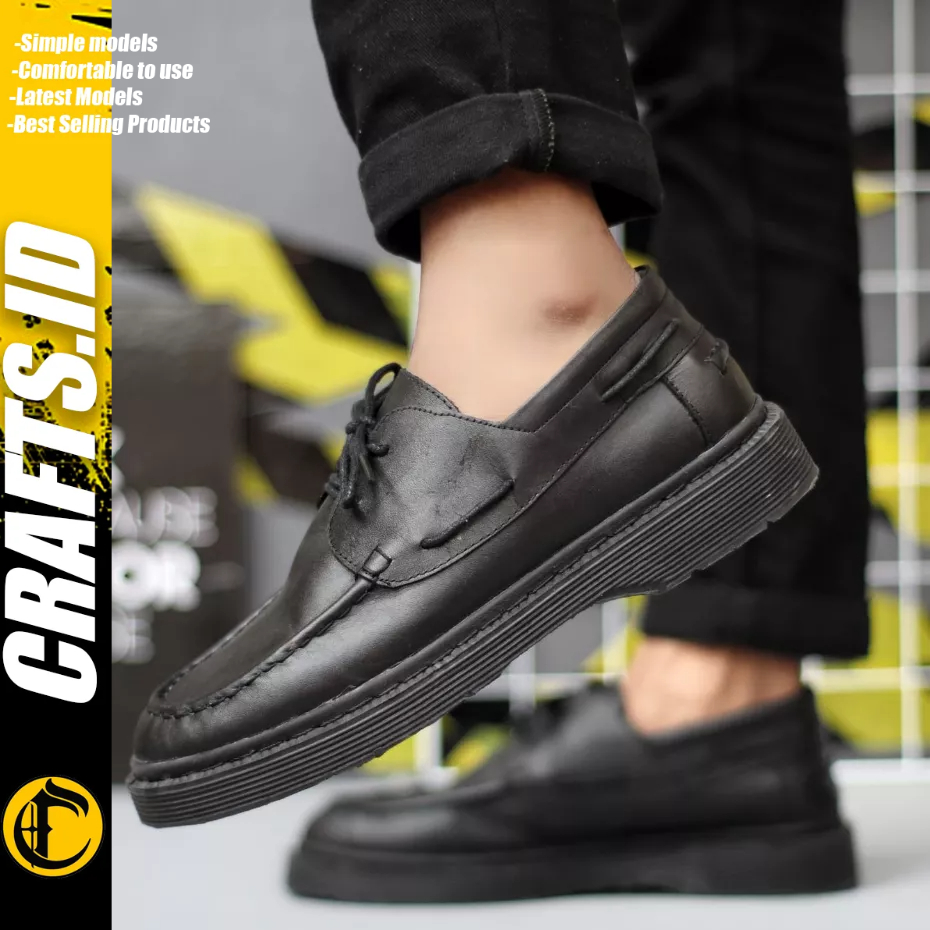 Crafts Sepatu Formal Oxford Pantofel Tali Hitam Pria