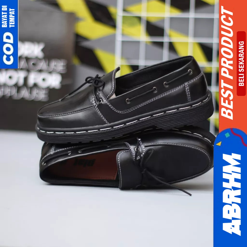 ABRHM Sepatu Formal Loafers Docmart Hitam Casual Kerja Pria