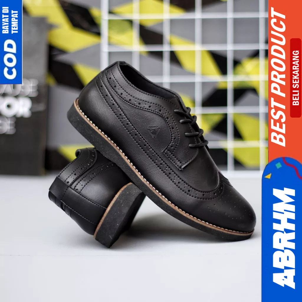 ABRHM Sepatu Oxford Formal Pantofel Kerja Hitam Pria