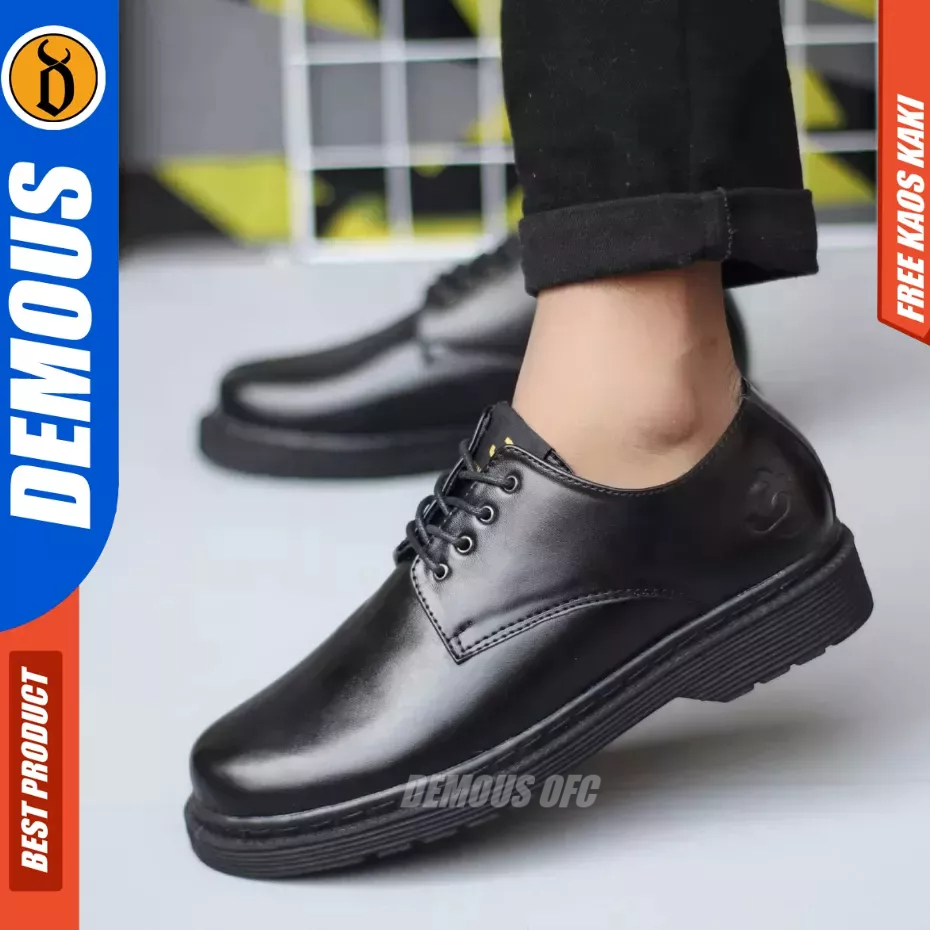 DEMOUS Bam - Sepatu Formal Oxford Docmart Tali Hitam Pria