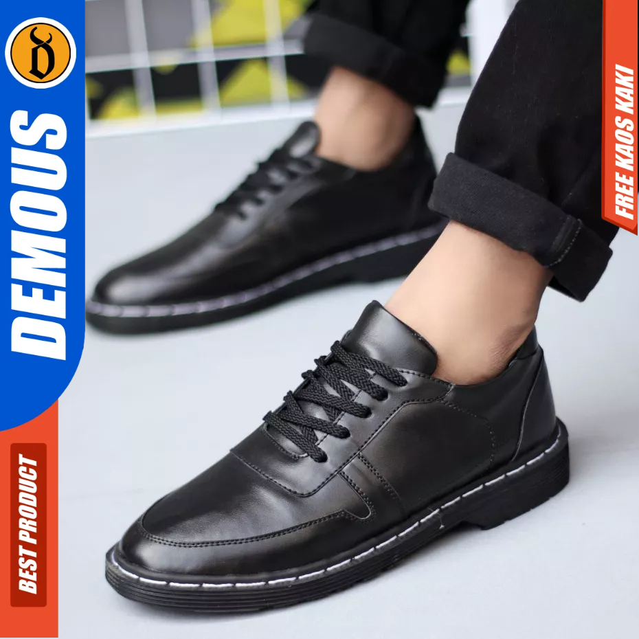 DEMOUS KIBA - Sepatu Formal Docmart Hitam Pantofel Kerja Pria