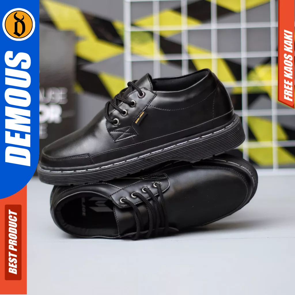 DEMOUS KUZAN - Sepatu Formal Pantofel Kerja Kulit Pu Hitam Pria