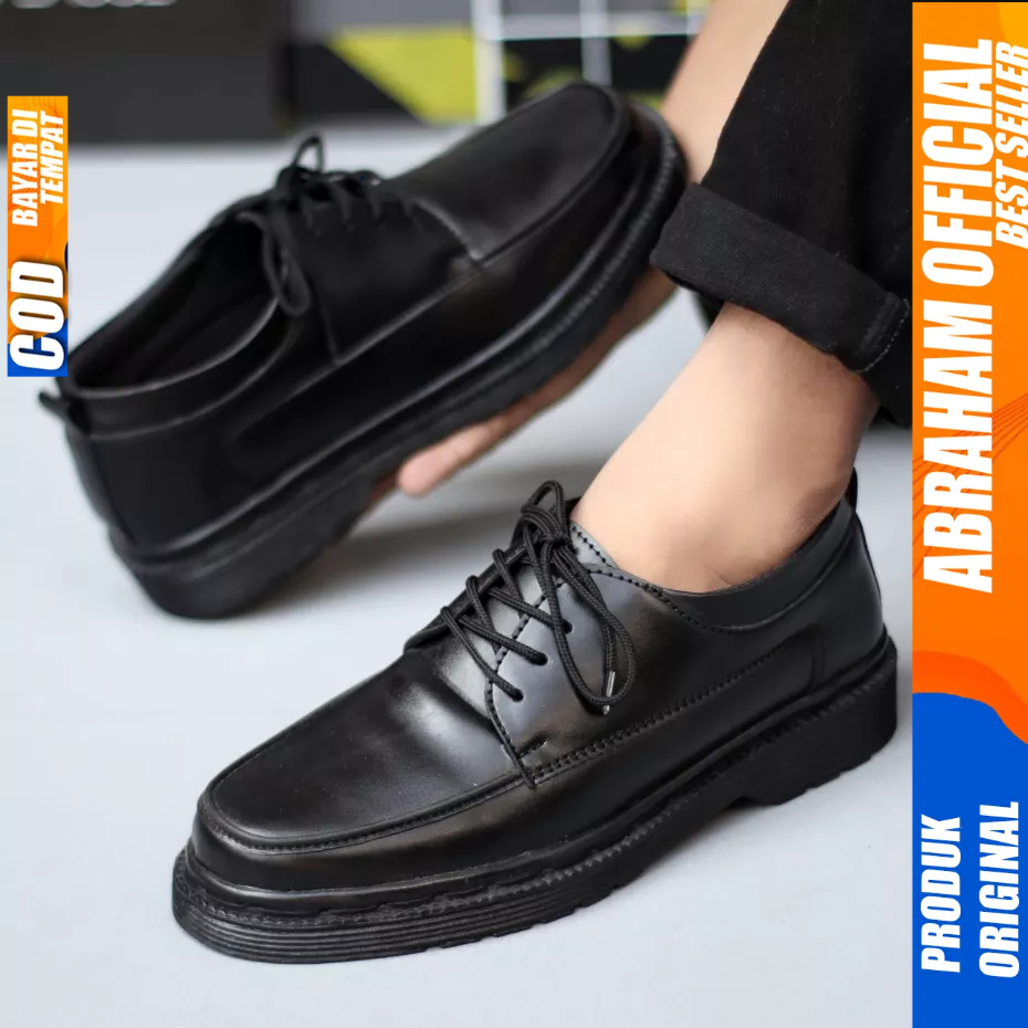 ABRAHAM Sepatu Pantofel Formal Docmart Oxford Hitam Pria