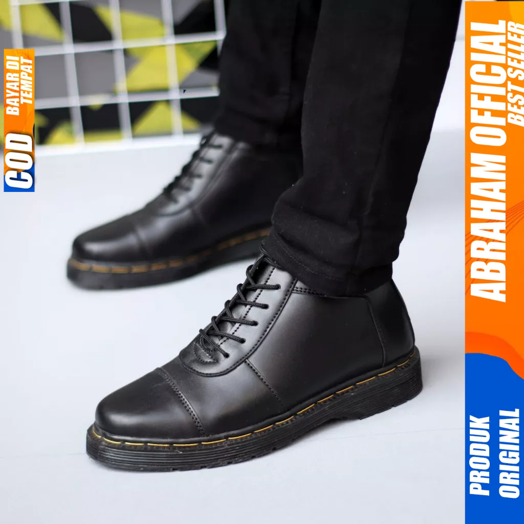 Sepatu  Formal Docmart Boots Tinggi Hitam Pria