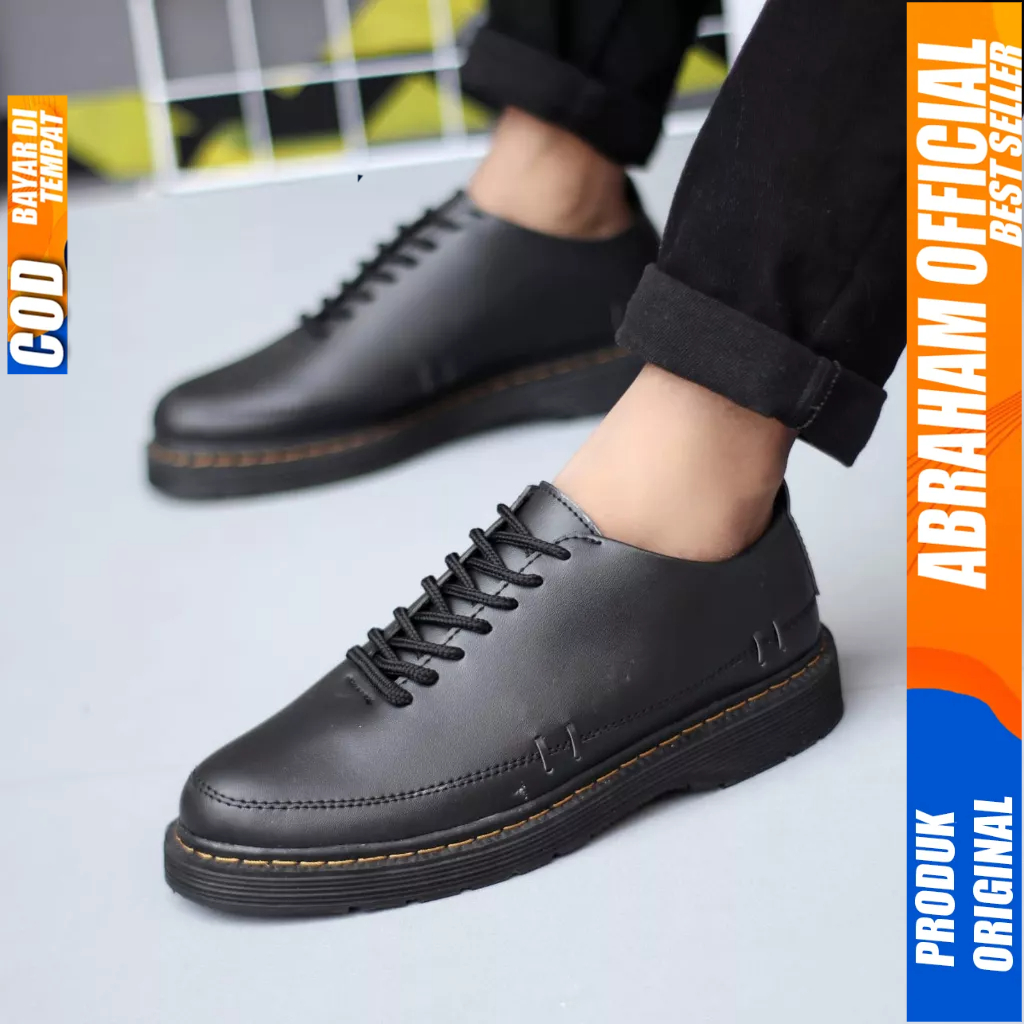 ABRAHAM Sepatu Formal Pantofel Docmart Hitam Pria