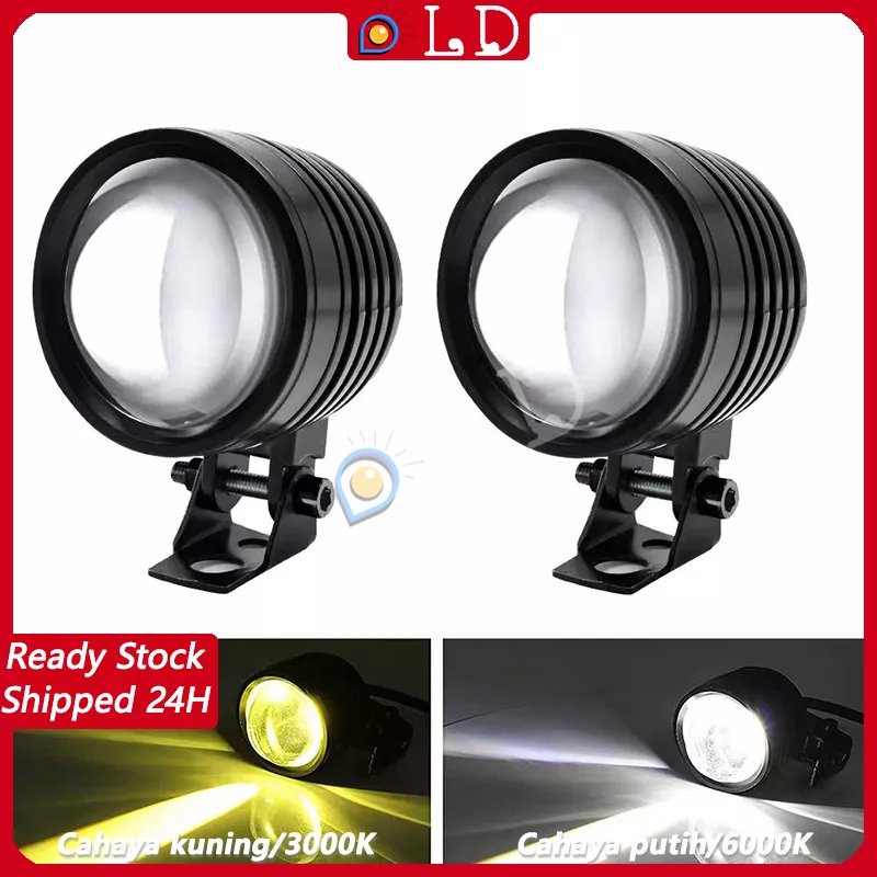 [COD] Lampu Tembak Sorot Laser LED Cut Off Projie Lens Angel Eyes DC 9-80V Semi Circle Spot Light Lampu Tembak Laser Cut Off Jauh Dekat Putih Kuning