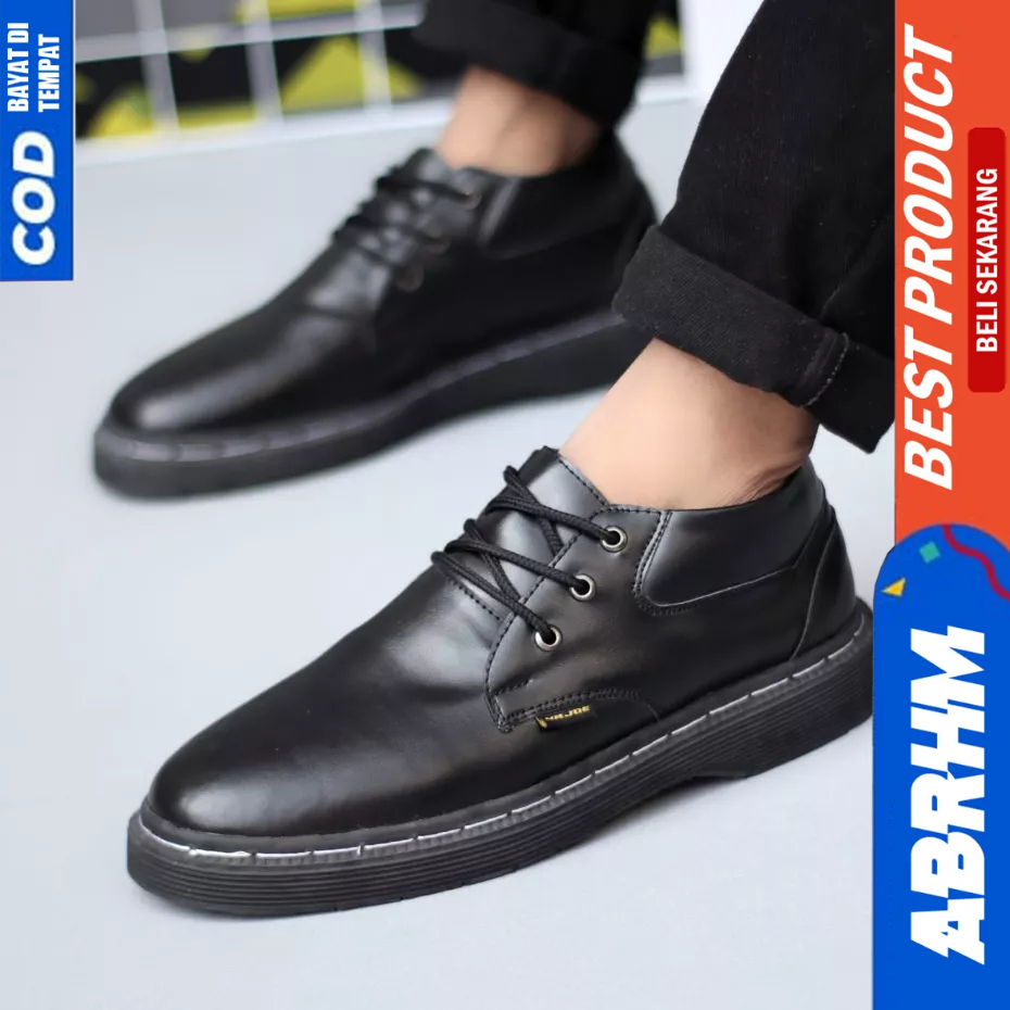 ABRHM Sepatu Formal Docmart Hitam Kerja Pantofel Pria