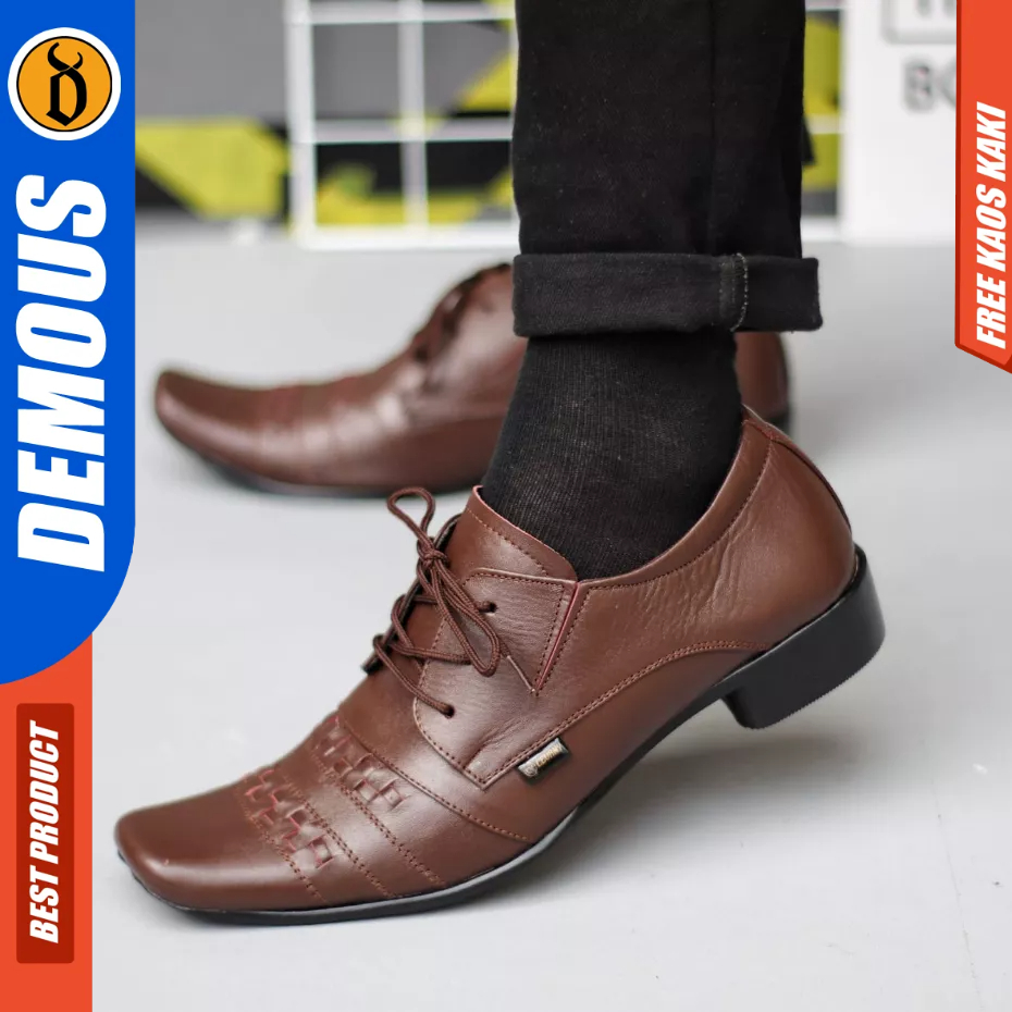 DEMOUS SAMAK - Sepatu Formal Pantofel Kulit Ukuran Besar 44 45 46 47 Hitam Kerja Pria