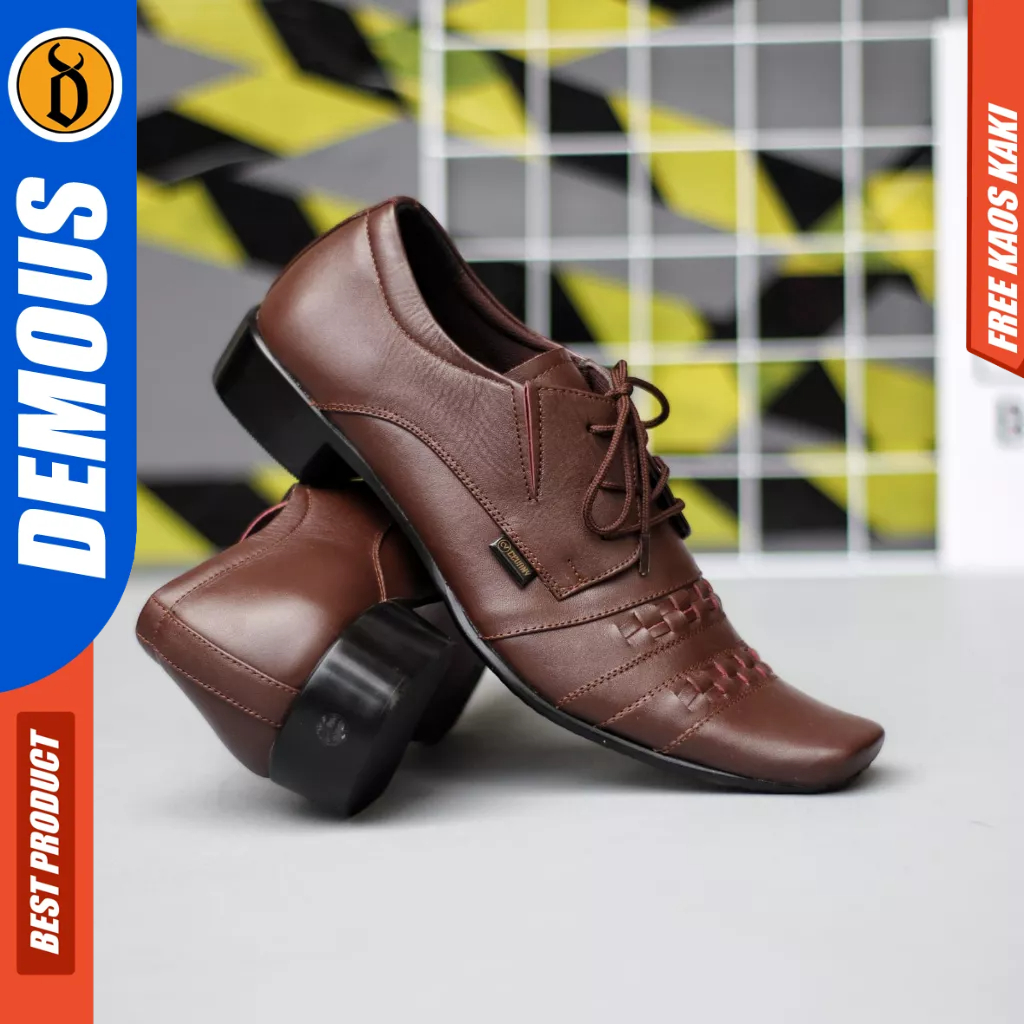 DEMOUS SAMAK - Sepatu Formal Pantofel Kulit Ukuran Besar 44 45 46 47 Hitam Kerja Pria