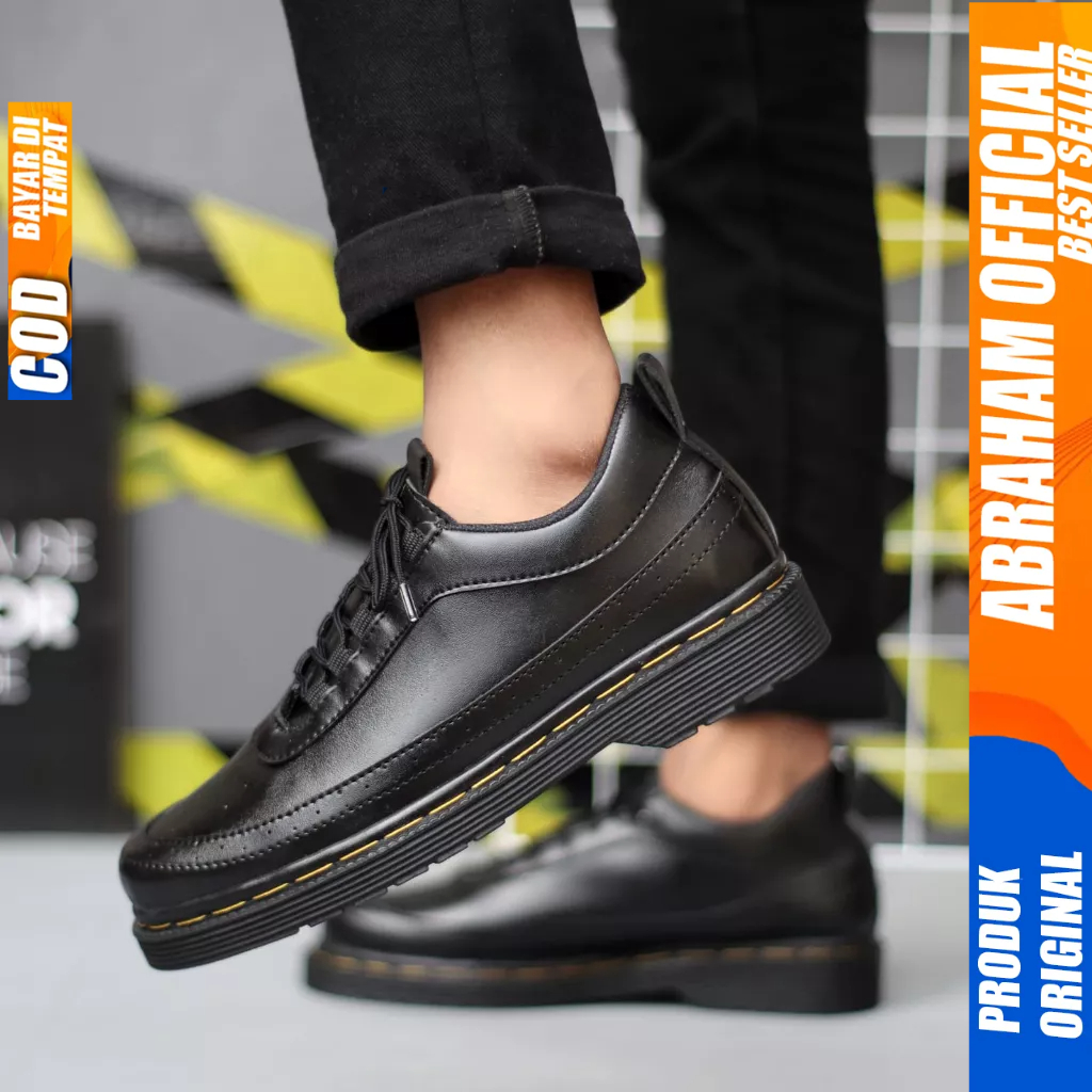 Sepatu Docmart Low Boots Casual Formal Pantofel Kerja Hitam Pria