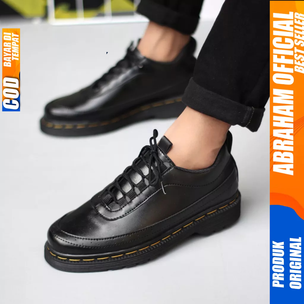 Sepatu Docmart Low Boots Casual Formal Pantofel Kerja Hitam Pria