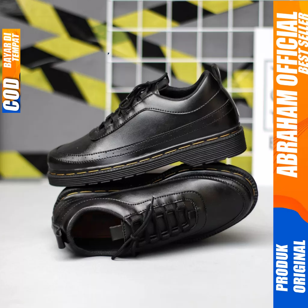 Sepatu Docmart Low Boots Casual Formal Pantofel Kerja Hitam Pria