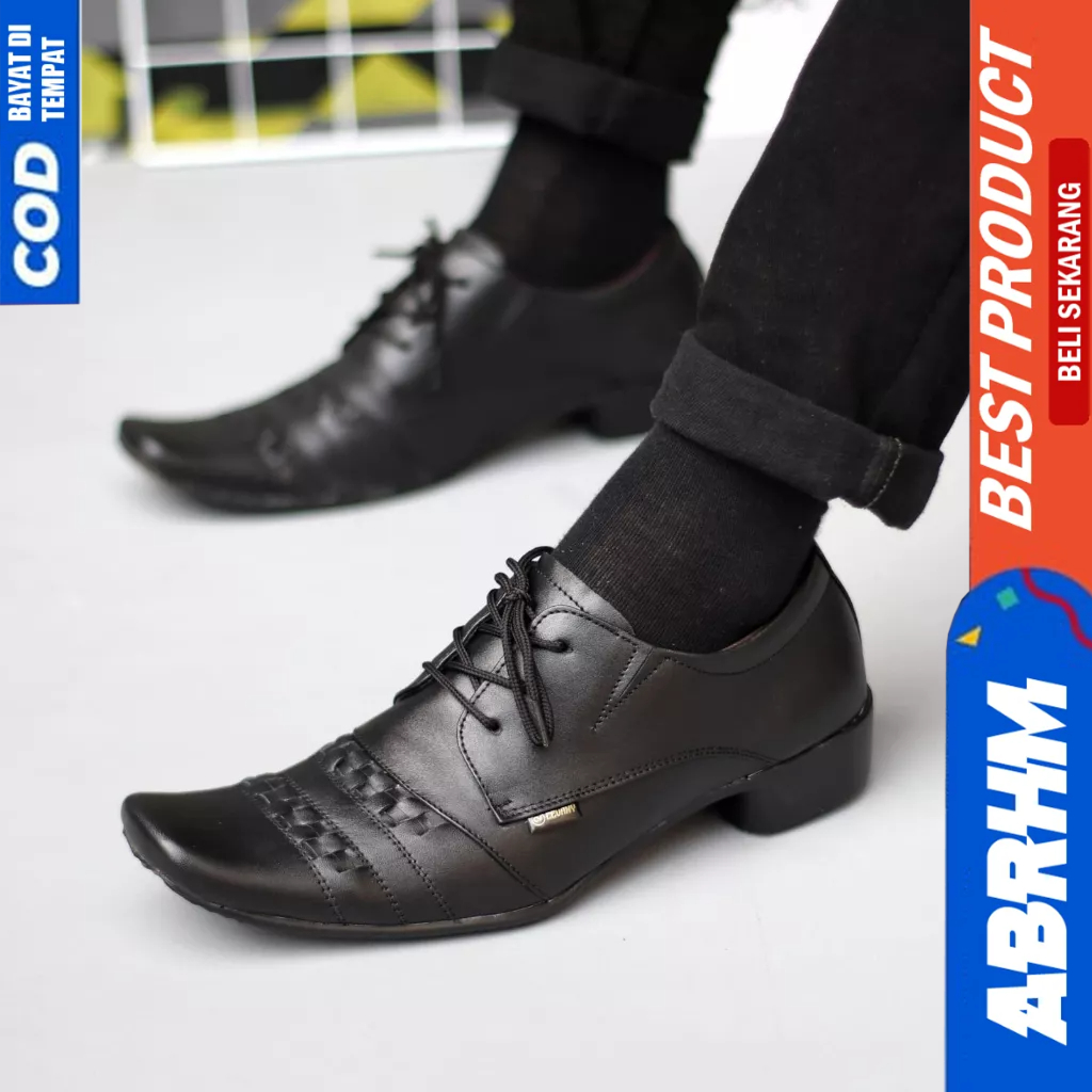 ABRHM Sepatu Formal Pantofel Ukuran Besar 44 45 46 47 Kerja Kantor Kulit Hitam Pria