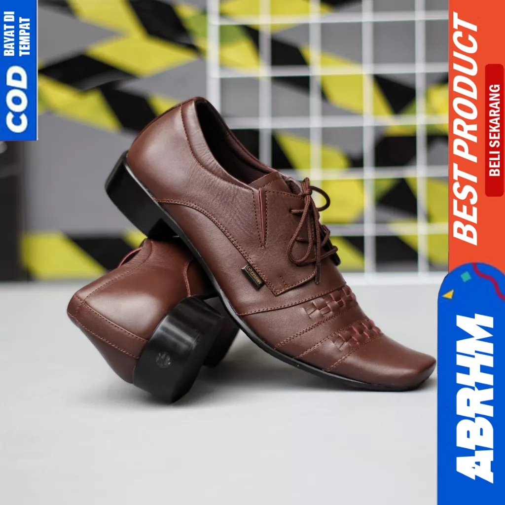 ABRHM Sepatu Formal Pantofel Ukuran Besar 44 45 46 47 Kerja Kantor Kulit Hitam Pria