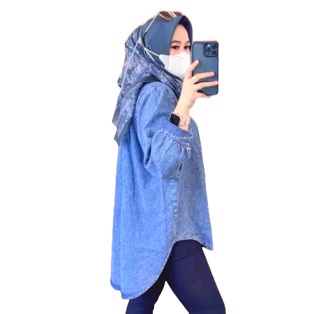 BAJU ATASAN WANITA KEKINIAN/KEMEJA BLOUSE DENIM PAKAIAN WANITA