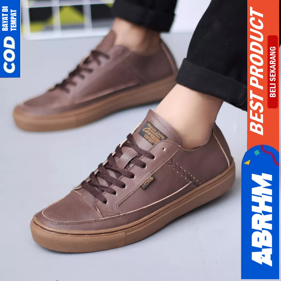 ABRHM Sepatu Formal Casual Kulit Asli Hitam Kerja Pria