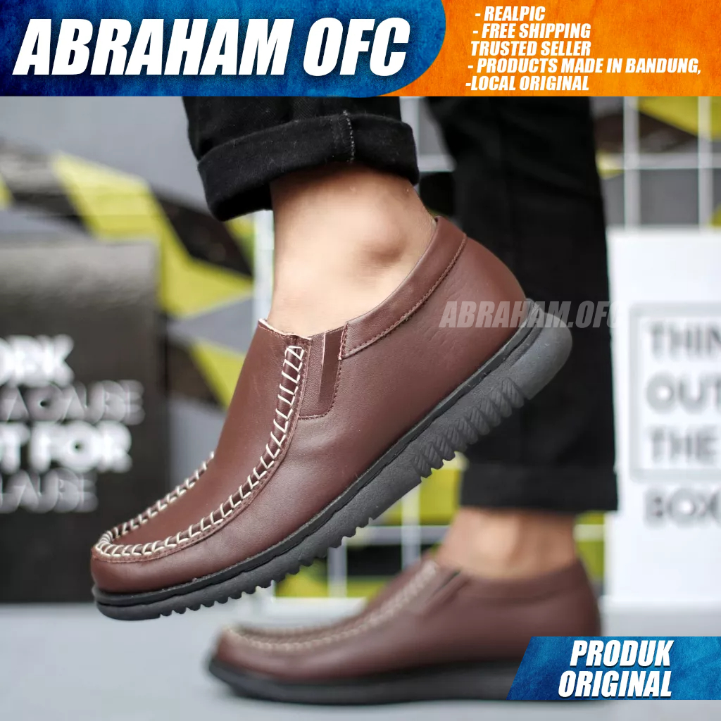 ABRAHAM Sepatu Formal Casual Kulit Full Hitam Kerja Pria