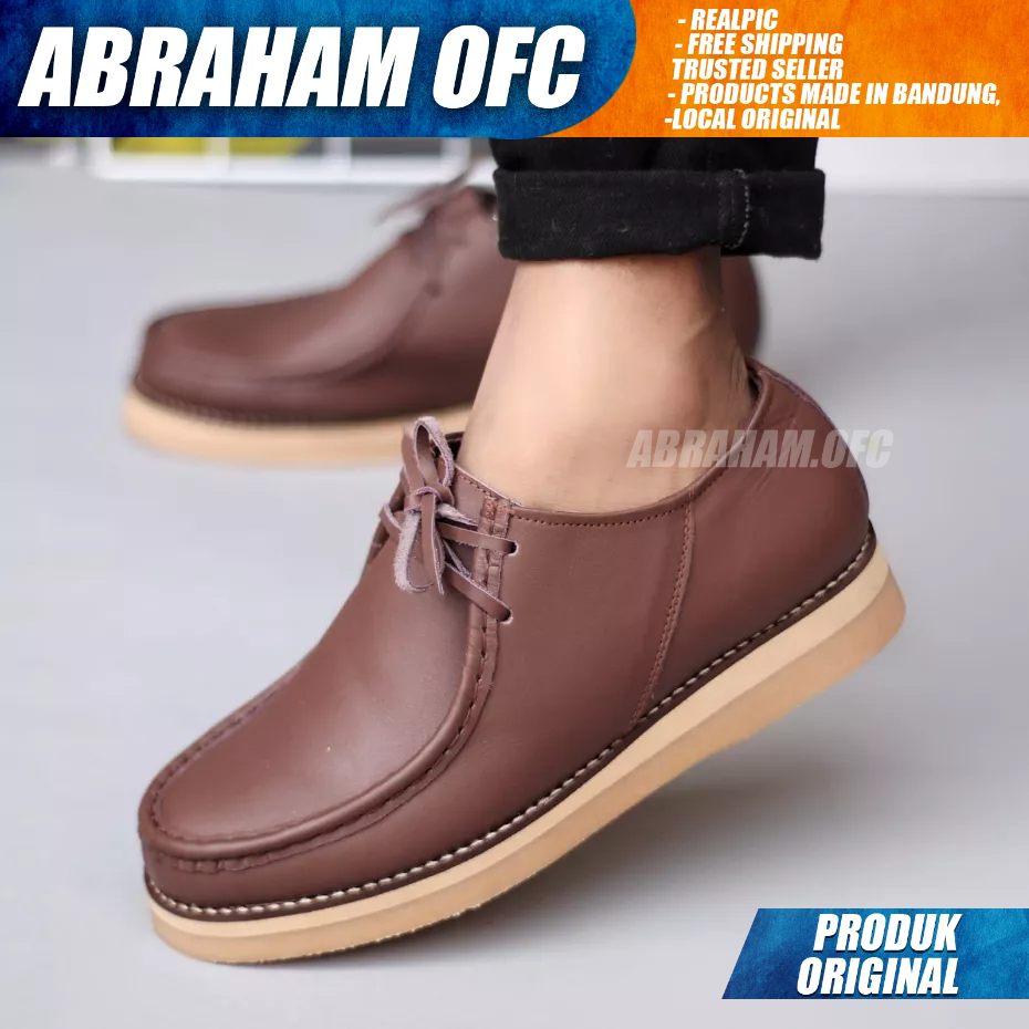 ABRAHAM Sepatu Formal Pantofel Casual Kulit Kerja Hitam Pria