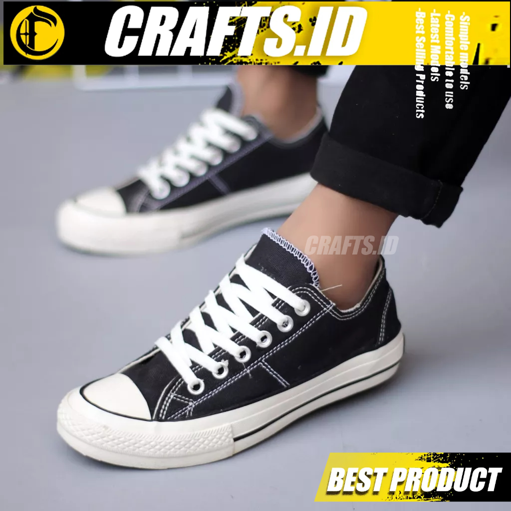 Sepatu Casual Hitam Sneakers Pria Crafts