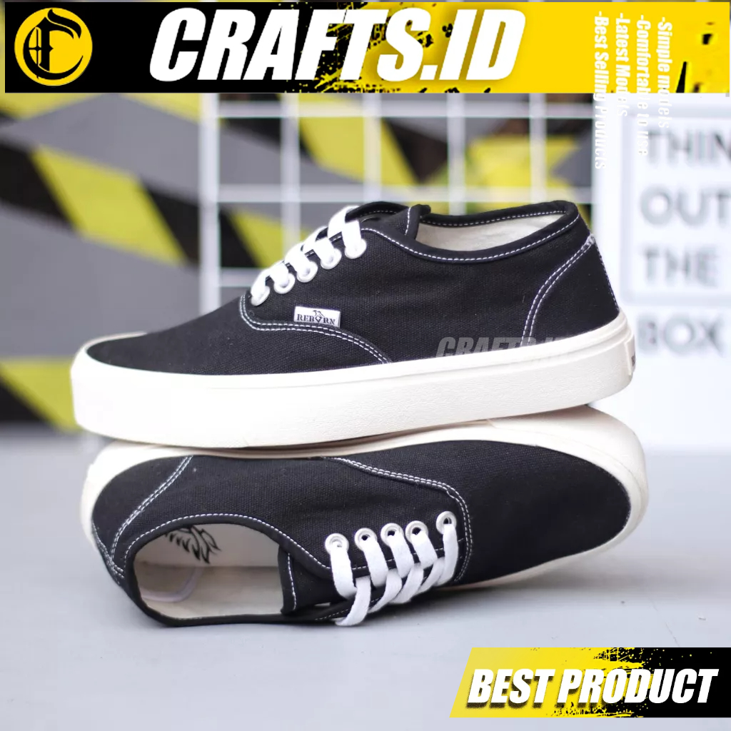 Sepatu Sneakers Kasual Pria Hitam Sekolah