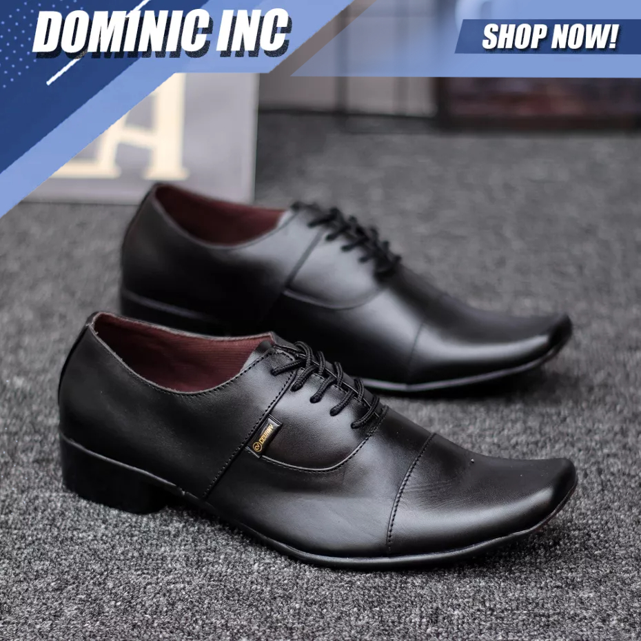 Sepatu Pantofel Pria Hitam Tali Sepatu Formal Kerja Kondangan Sepatu Kulit Asli Polos Keren Gaya Pri
