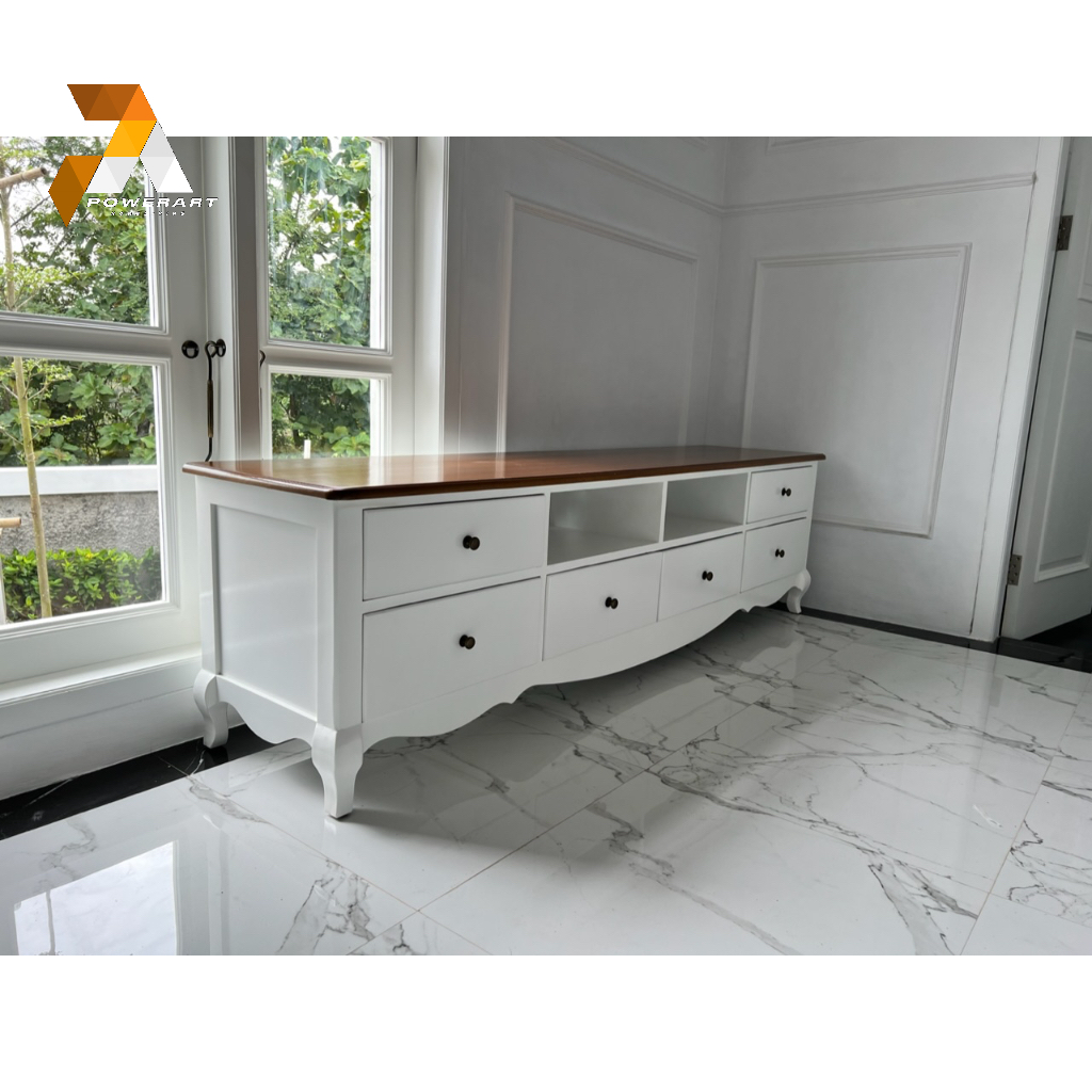 Bufet meja tv minimalis duco putih bufet panjangan 200cm