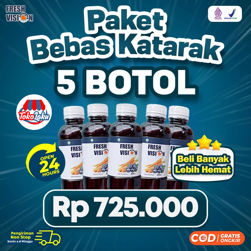 Fresh Vision Paket Bebas Katarak Madu  5 Botol - Suplemen Madu 100% Original Bantu Atasi Mata Minus 