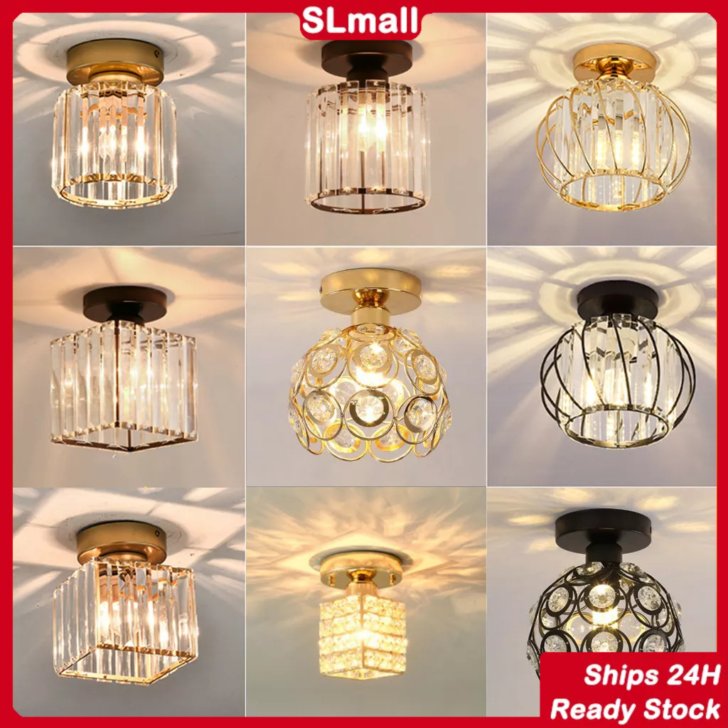 LAMPU PLAFON GANTUNG KRISTAL MINIMALIS 2 MODEL (KOTAK & BULAT) LAMPU KRISTAL PLAFON RUMAH LAMPU