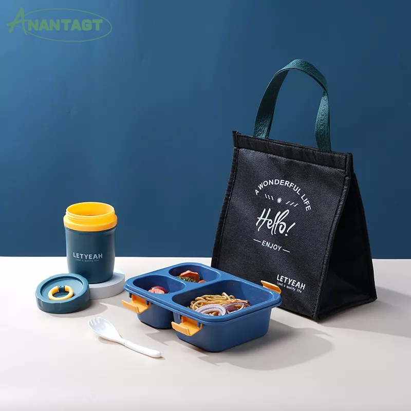 Letyeah &amp; Anantagt kotak makan siang Lunch Box set 3 sekat Anti bocor cangkir air BPA free