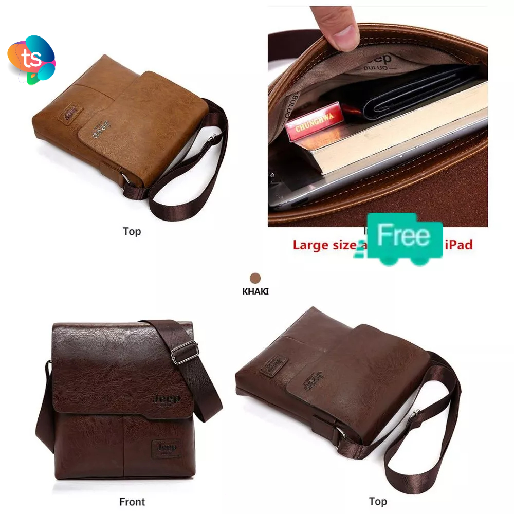 [Gratis Dompet] Tas Selempang Kulit  Messenger Bag Large Gratis Dompet