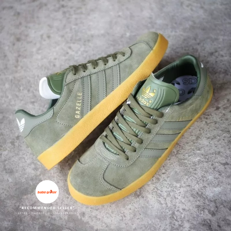 PROMO Sepatu Sneakers Murah | Adidas Gazelle Olive Green GUM Premium TOP Quality, Harga Termurah