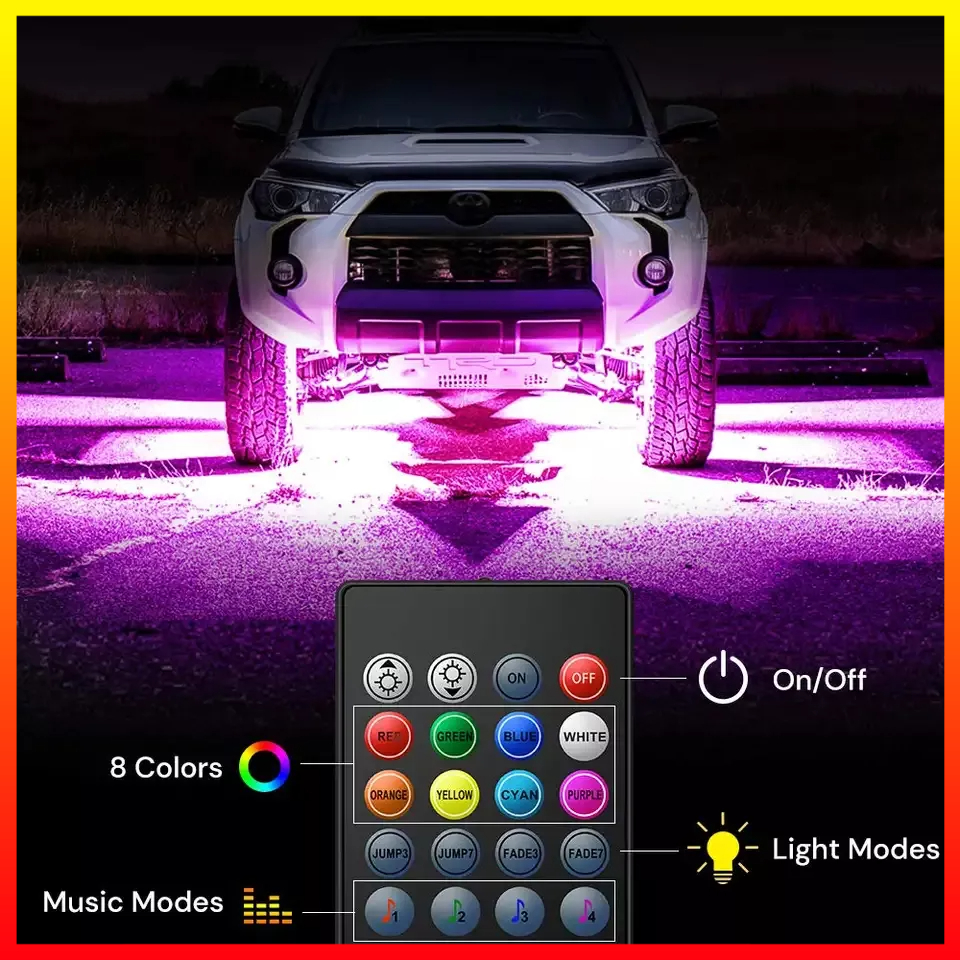 4PCS 90/120cm Remote Controller Lampu LED Strip Bawah Kolong Sasis Mobil Kendali Aplikasi Kontrol Musik Kontrol Suara Waterproof JIAMEN JIA4 - 7RLL2XBK