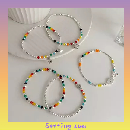 COD✨Gelang Awan Wajah Smiley Pelangi  Gelang Manik-manik Perhiasan Gelang Tangan Siswa Perempuan TN