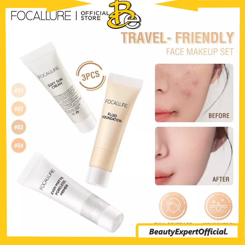 ⭐️ Beauty Expert ⭐️ FOCALLURE Convenience Set Foundation Sunscreen Primer Travel Size 5g | FA30 Trial Size