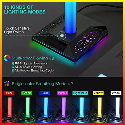 Rak Gantungan Dudukan Headset Headphone Game Outlet Meja Led Light Bar Stand Rgb Piifoxer EB02 - 7CSK1HBK