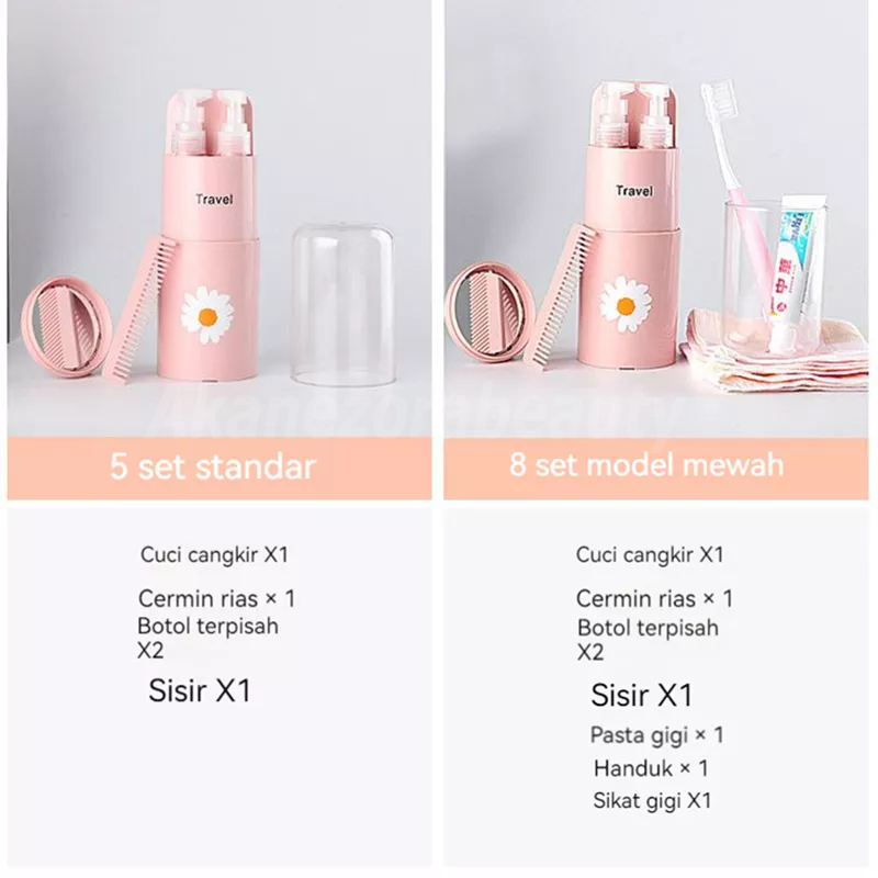 Akane Zora   Travel Toiletries Kit Set Murah Portable Toiletries Cup/ Tempat Perlengkapan Mandi Tempat sikat gigi /Toiletries Kit Botol Travel Portable Tempat Perlengkapan Mandi