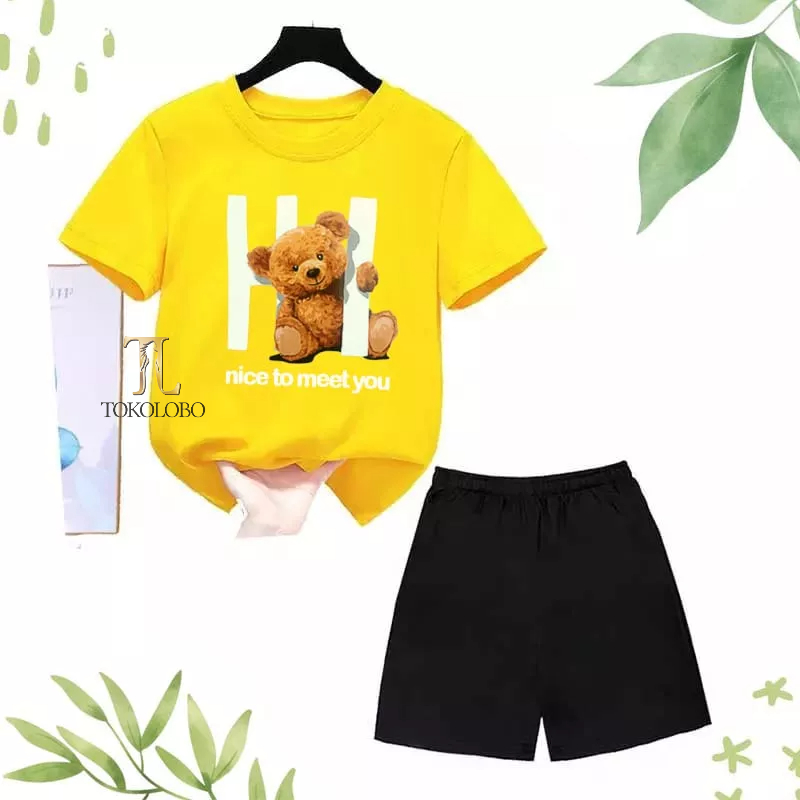 tokolobo set anak DTF printing carbe HI BEAR unisex