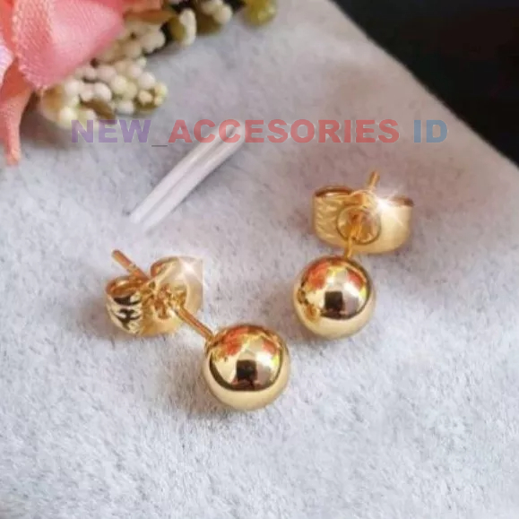 anting tusuk tindik telinga mas muda pentol toge lapis emas anting anti karat tidak luntur anting ti