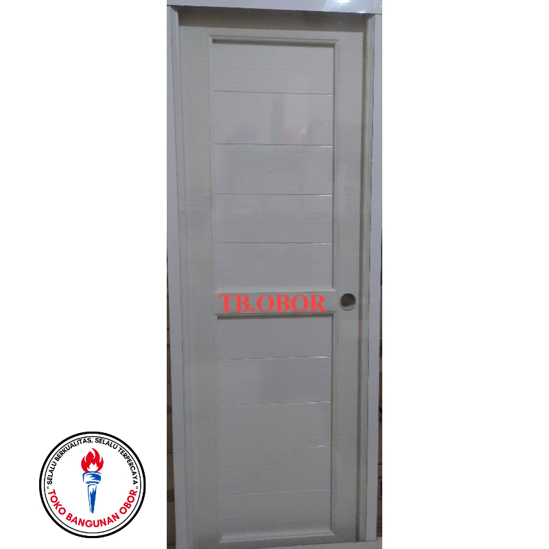 Pintu Kamar Mandi UPVC Premium Handle Kunci Bulat Gagang Full Stainless Original Deluxe Warna Putih