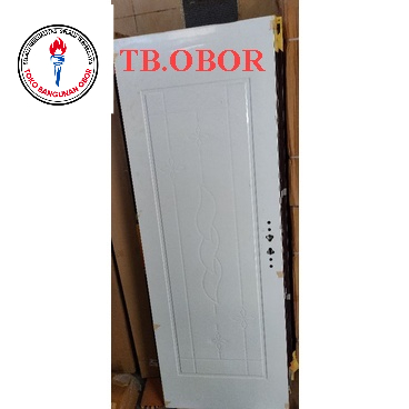 Pintu Kamar Tidur Utama Baja Fortress JBS Metal Door Eco Tipe 80.05 Warna Putih Motif Bunga Corak Ul
