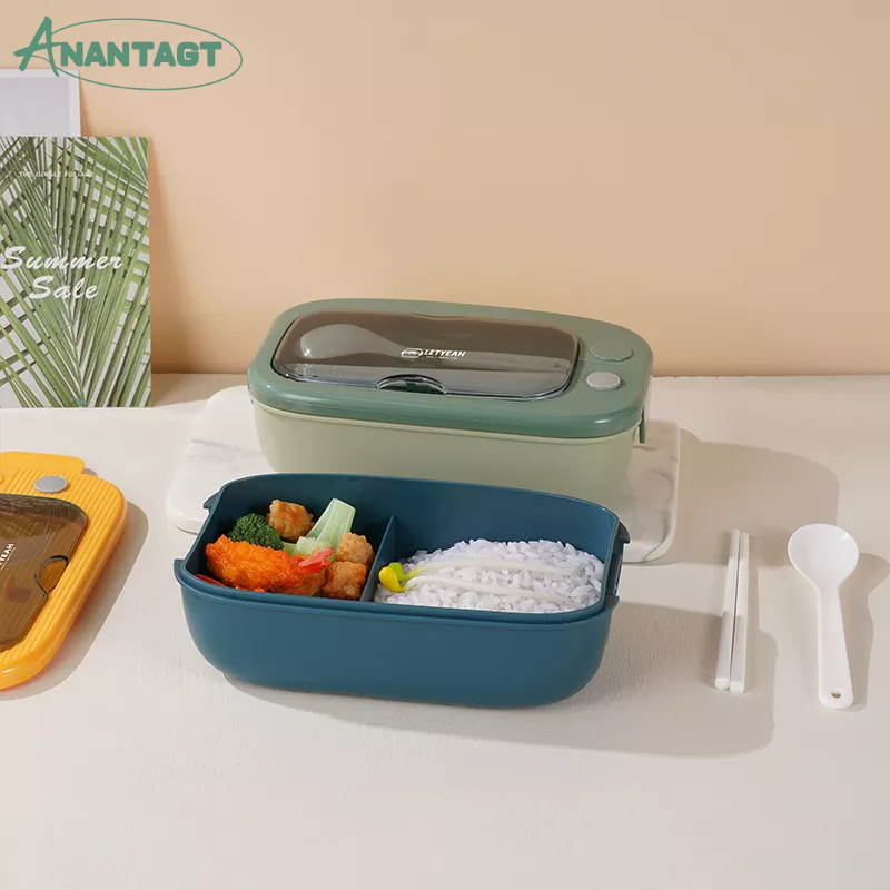 Letyeah &amp; Anantagt Lunch Box Kotak Bekal Anti Tumpah 2 Sekat Free Sendok Garpu Tempat Makan BPA Free Portable