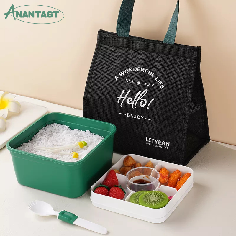 Letyeah &amp; Anantagt Kotak Bekal Double Layer Salad Sauce Buah Lunch Box Set Portable Tempat Makan