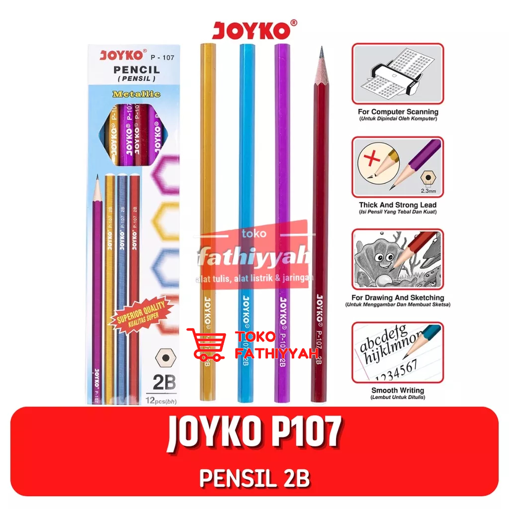 

Pensil Pencil Joyko P-107 Metallic 2B 1 Box 12 Pcs