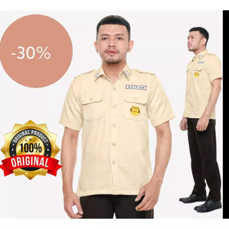 Stelan security 1 stel Seragam satpam  pdl pdh coklat cream krem Seragam security pdl pdh dinas harian kerja lapangan kantor lengan pendek pdh lengan panjang pdl seragam security coklat krem cream warna resmi  bahan tebal American drill distro cod