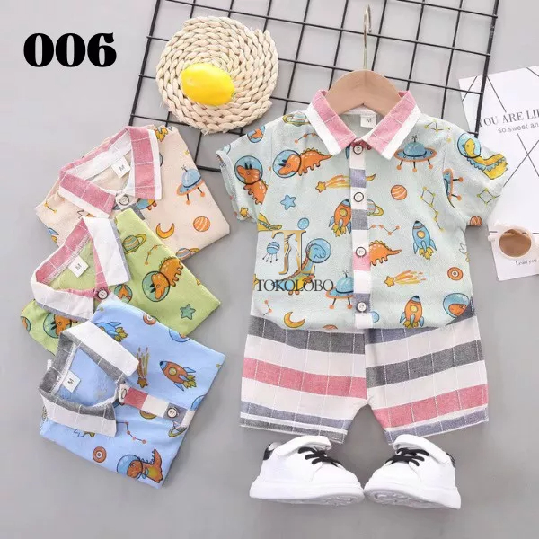 tokolobo (IMPORT) SET KEMEJA ANAK SPACE DINO KD 006