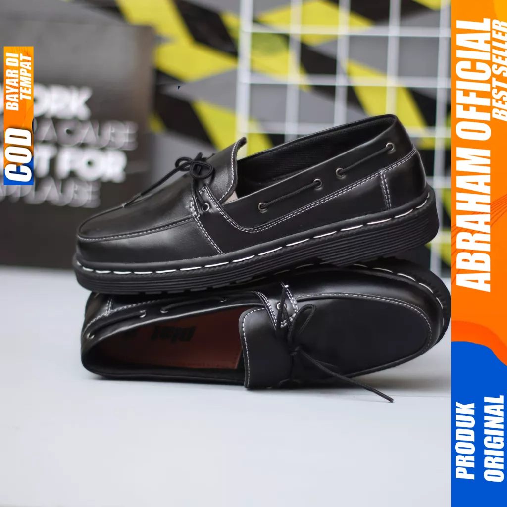 Sepatu Loafers Docmart Formal Pantofel Kerja Hitam Pria