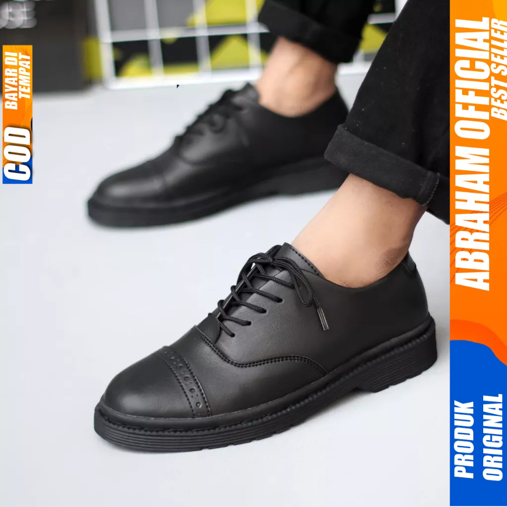 Sepatu Formal Pantofel Docmart Low Boots Hitam Casual Kerja Pria